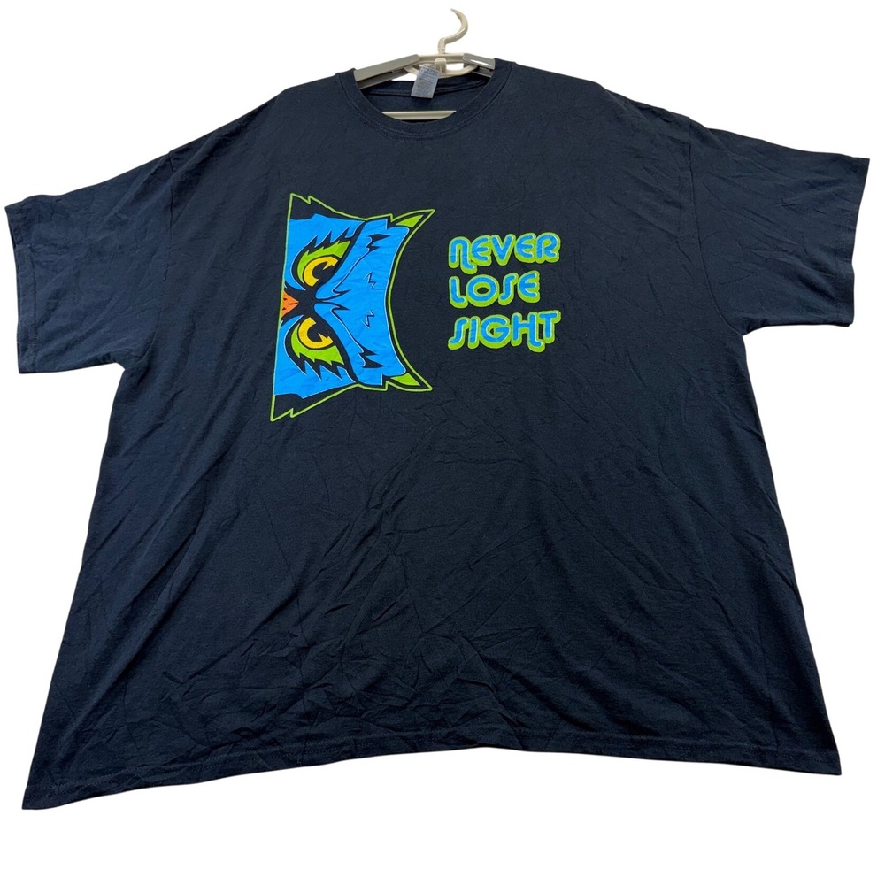 Gildan T-Shirt Mens 2XL Black Never Lose Sight Owl Graphic Engage Employ Empower